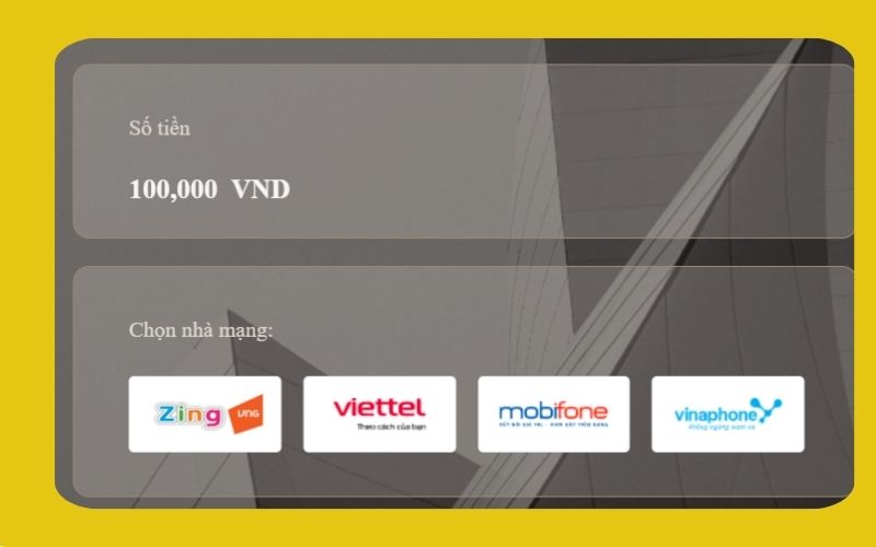 Chọn nhà mạng bạn muốn chuyển tiền vào