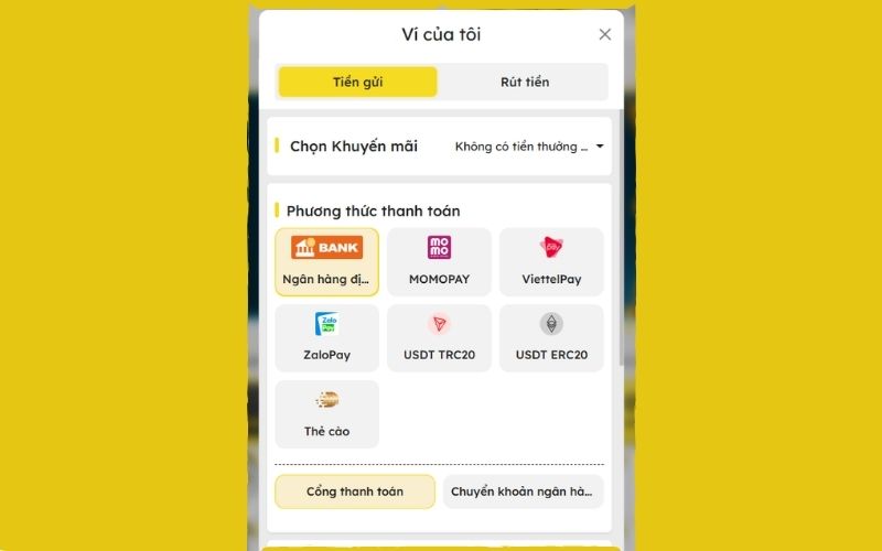 Chọn phương thức thanh toán ngân hàng