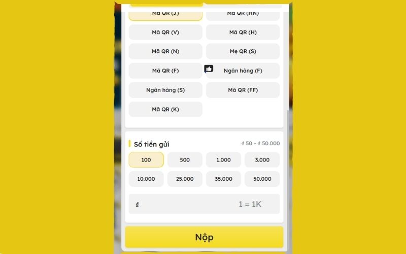 Điền số tiền cần gửi và chọn ngân hàng muốn gửi
