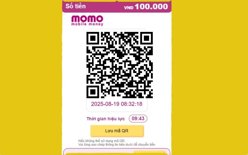 Thực hiện quét mã chuyển tiền trên ứng dụng momo