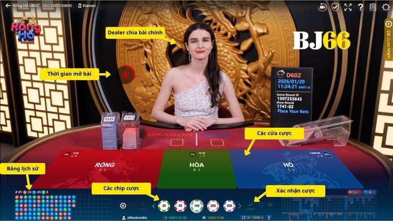 Tiến hành đặt cược Rồng Hổ Online tại BJ66