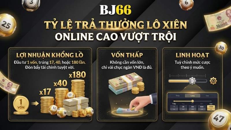 Tỷ lệ trả thưởng lô xiên online cao vượt trội